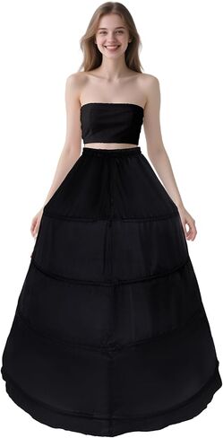 baotongle Women's 4-Hoop Petticoat Crinline Underskirt Petticoat Skirt for Women Under Dress for Wedding Ball Gown Tulle Slips Skirt(US, Numeric, 35, Regular, Long, White) in Kuwait