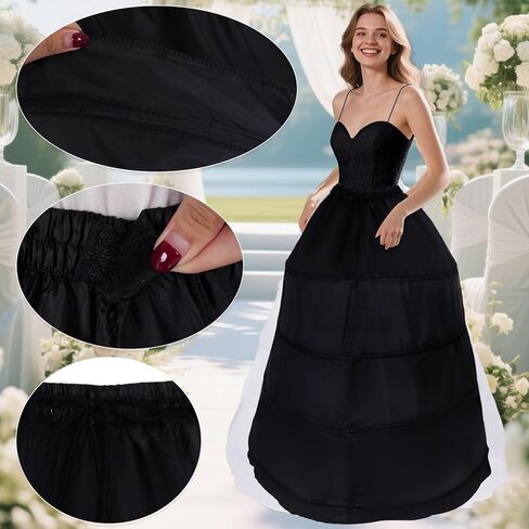 baotongle Women's 4-Hoop Petticoat Crinline Underskirt Petticoat Skirt for Women Under Dress for Wedding Ball Gown Tulle Slips Skirt(US, Numeric, 35, Regular, Long, White) in Kuwait