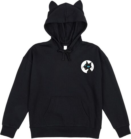 Bioworld Coraline Black Cat in White Circular Frame Graphic, Title Logo on Black Cat Hoodie Adult in Saudi Arabia