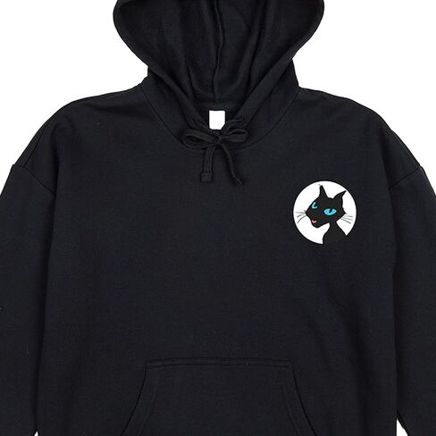 Bioworld Coraline Black Cat in White Circular Frame Graphic, Title Logo on Black Cat Hoodie Adult in Saudi Arabia