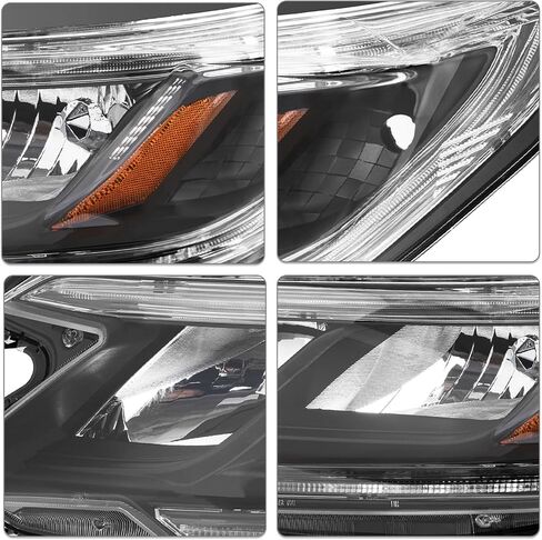 مجموعة مصابيح أمامية SOCKIR بديلة لمصابيح الهالوجين 2015-2016 Honda CR-V مع غطاء أسود LED DRL مع عاكس كهرماني (L+R) in Kuwait