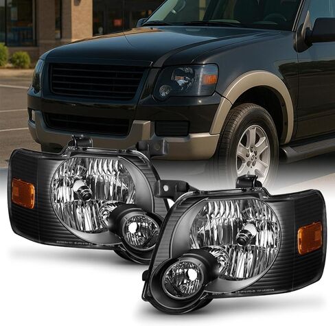 AKKON - For Black Bezel 06-10 Ford Explorer/Sport Trac Headlights Front Lamps Direct Replacement Left + Right in Saudi Arabia