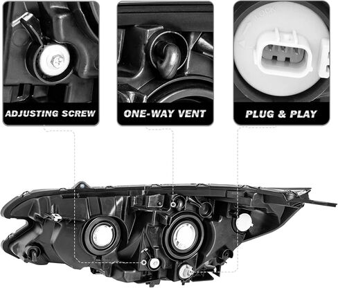 مجموعة مصابيح أمامية SOCKIR بديلة لمصابيح الهالوجين 2015-2016 Honda CR-V مع غطاء أسود LED DRL مع عاكس كهرماني (L+R) in Kuwait
