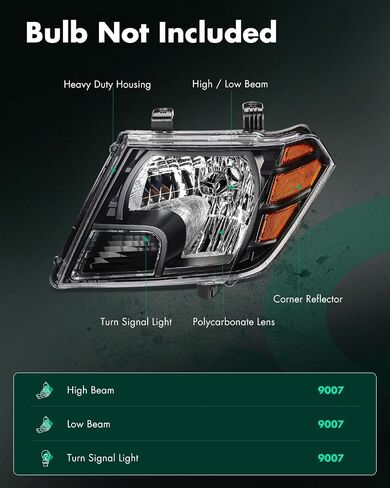 SCITOO Headlight Assembly Fit 2009-2019 For Nissan Frontier Pair Headlamps Black Housing 26060-ZL40A(Bulbs Not Included) in Saudi Arabia