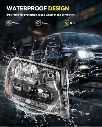 PHILTOP Headlights Assembly for 2002-2009 Chevy Trailblazer,2002-2006 Trailblazer EXT,Halogen Headlamp Black Housing Clear Lens Amber Reflector OE Replacement Driver and Passenger Side（Without Bulb in Saudi Arabia
