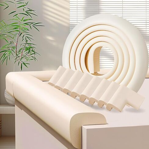 Baby Proofing Edge Corner Protector,1Roll L-Shape Soft Cabinet Door Bumper Corner Strip,8 Furniture Safety Bumper Corner Guards,Wall Protector,Self Adhesive,for Nursery,Kitchen,Fireplace,Table in Kuwait