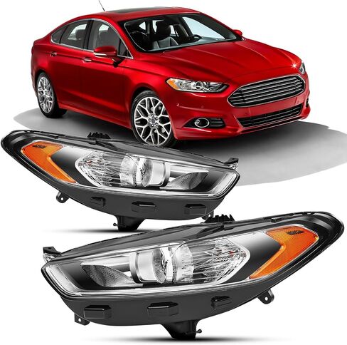 مجموعة المصابيح الأمامية متوافقة مع 2013-2016 FORD FUSION الجيل الثاني قبل تجميل الوجه، استبدال المصابيح الأمامية لجهاز العرض OEM، زوج واحد 2013 2014 2015 2016 للسائق والراكب باللون الأسود in Kuwait