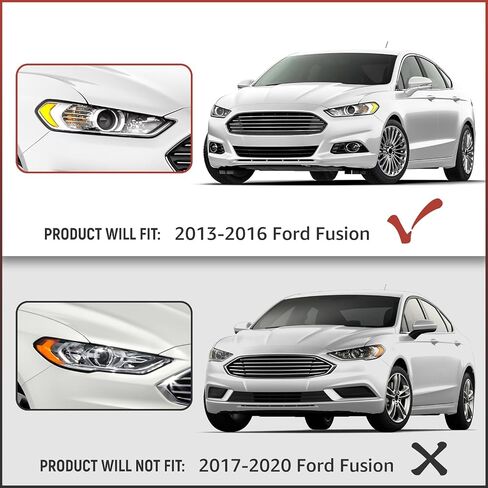 مجموعة المصابيح الأمامية متوافقة مع 2013-2016 FORD FUSION الجيل الثاني قبل تجميل الوجه، استبدال المصابيح الأمامية لجهاز العرض OEM، زوج واحد 2013 2014 2015 2016 للسائق والراكب باللون الأسود in Kuwait