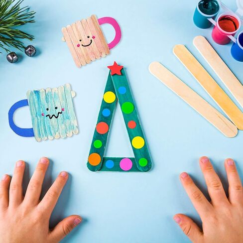 WISYOK 1500 Pcs Wooden Popsicle Sticks for Crafts, 4.5 Inch, Lollipop & Ice Cream Sticks for Creative Designs or DIY Craft, Home Art Projects in Saudi Arabia