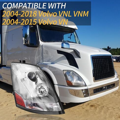مجموعة المصابيح الأمامية متوافقة مع 2004-2018 فولفو VNL VNM 2004-2015 فولفو VN هالوجين، المصابيح الأمامية مصباح إضاءة الرأس مع زوج مبيت المصابيح (الكروم/الجانب الأيسر) in Saudi Arabia