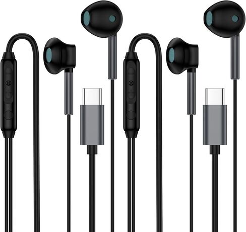 2Pack USB C Headphones Wired, Apple USBC Corded Earbuds & in-Ear Headphones with Microphone for iPhone 16 15 Pro Max, Samsung Ear Buds Wired Earphones for Galaxy S24 S23 Ultra, Google Pixel Earbuds in Saudi Arabia
