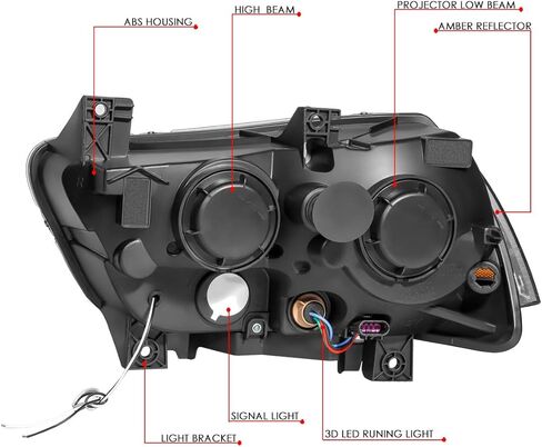 مجموعة المصابيح الأمامية لجهاز العرض LED DRL ثلاثية الأبعاد من Auto Dynasty متوافقة مع دودج تشارجر 2011 2012 2013 2014، جانب السائق والراكب، غطاء أسود in Kuwait