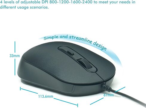 M104 Wired Computer Mouse 3 Pack, Silent Optical USB Corded Mouse Mice Bulk for Laptop PC Chromebook, Black in Saudi Arabia