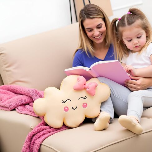 وسادة سحابة فخمة سحابة ناعمة على شكل وسادة سادة الحضانة محشوة وسادة لوازم حفلات غرفة نوم ، وردي 27.5 " in Kuwait