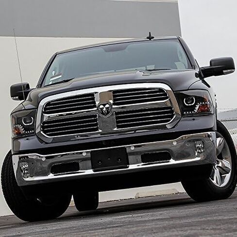 AKKON - For 2009-2018 Dodge Ram 1500 2500 3500 Halo LED Angel Eye Projector Black Pair Headlights Headlamps Housing in Saudi Arabia