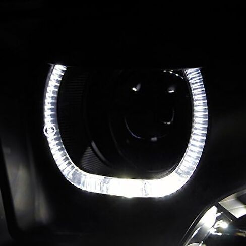 AKKON - For 2009-2018 Dodge Ram 1500 2500 3500 Halo LED Angel Eye Projector Black Pair Headlights Headlamps Housing in Saudi Arabia