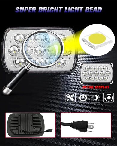 2PCS 7x6 5x7 H6054 Headlights High Low Beam Sealed Headlamps DOT 120W 8400LM Compatible with Cherokee XJ Wrangler YJ Comanche MJ GMC Savana Safari Ford Replacement White in Saudi Arabia