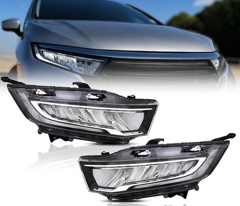 استبدال المصابيح الأمامية LED لهوندا 2021-2024 Odyssey Elite، EX، EX-L، مجموعة زوج مجموعة المصابيح الأمامية للتجول مع لمبات، يسار ويمين، DOT/SAE، 33100-THR-A32، 33150-THR-A32 in Kuwait