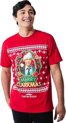 National Lampoon's Christmas Vacation Merry Clarkmas Men's Red Crew Neck Short Sleeve T-Shirt in Saudi Arabia