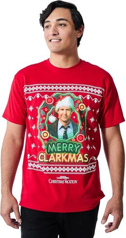 National Lampoon's Christmas Vacation Merry Clarkmas Men's Red Crew Neck Short Sleeve T-Shirt in Saudi Arabia