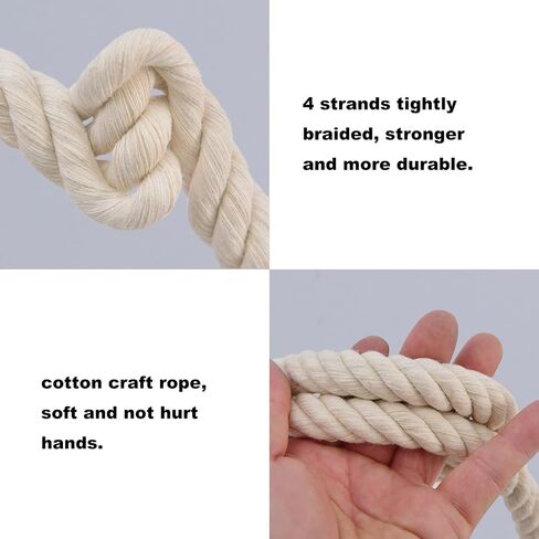 Natural Cotton Rope (3/4 in x 100 ft) Soft White Rope for DIY Crafts, Hammock, Plant Hangers, Home Decorating in Saudi Arabia