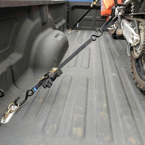 1" x 6' ATV & Motorcycle Ratchet Strap Utility Pack - 4 Tie-Down S-Hook Straps, Soft Loops, Strap Bands & Duffle Bag - 2,800 lb. Break Strength - Black in Saudi Arabia