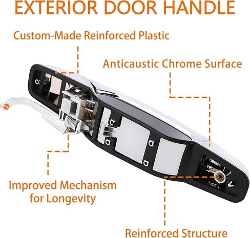 22738726 مقبض باب خارجي من الكروم الجانب الخلفي الأيمن للراكب مناسب لـ 2007-2013 جي إم سي سييرا يوكون XL دينالي، تشيفي تاهو أفالانش سيلفرادو سوبربان، كاديلاك إسكاليد ESV. يستبدل # 22738726 in Kuwait