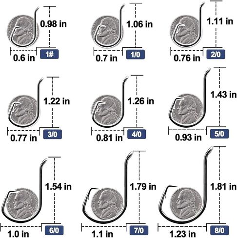خطافات دائرة الأخطبوط للمياه المالحة - 50 قطعة خطاف صيد سمك السلور، خطافات صيد أوفست للحفارات مقاس 1 1/0 2/0 3/0 4/0 5/0 6/0 7/0 8/0 9/0 in Kuwait