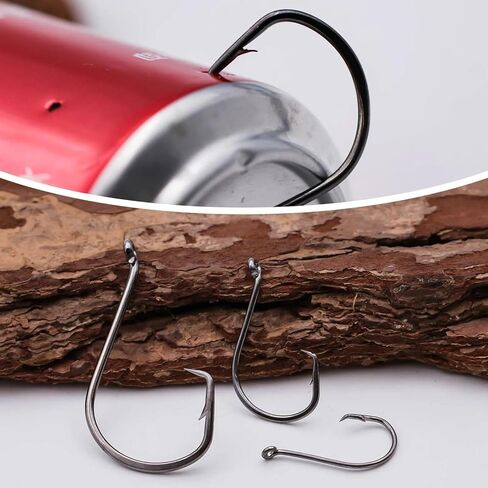 خطافات دائرة الأخطبوط للمياه المالحة - 50 قطعة خطاف صيد سمك السلور، خطافات صيد أوفست للحفارات مقاس 1 1/0 2/0 3/0 4/0 5/0 6/0 7/0 8/0 9/0 in Kuwait