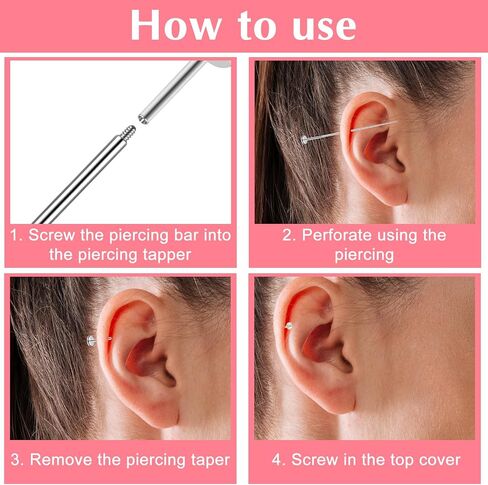 Piercing Ball Grabber Tool for Changing Jewelry - 16G 18G Stainless Steel Flat Back Earring Insertion Tool Threadless Insertion Pin Body Piercing Threader Tool for Ear Nose Lip Eyebrow in Saudi Arabia