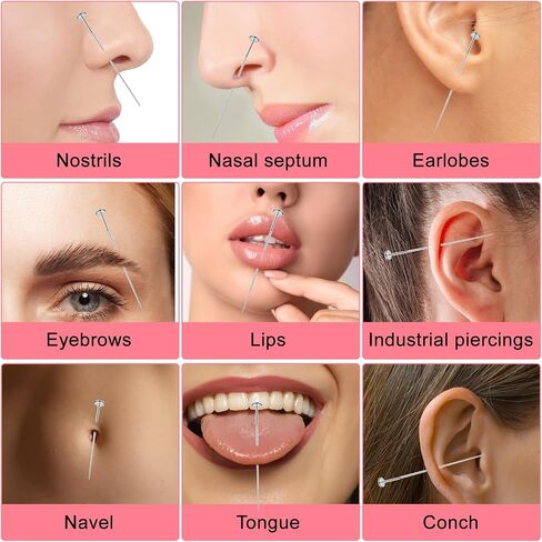 Piercing Ball Grabber Tool for Changing Jewelry - 16G 18G Stainless Steel Flat Back Earring Insertion Tool Threadless Insertion Pin Body Piercing Threader Tool for Ear Nose Lip Eyebrow in Saudi Arabia
