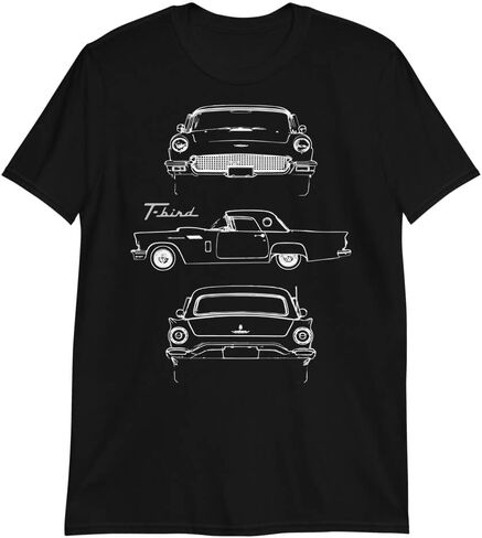 1957 Thunderbird Antique Classic Car Outline Art T-Bird Collector Cars T-Shirt in Saudi Arabia