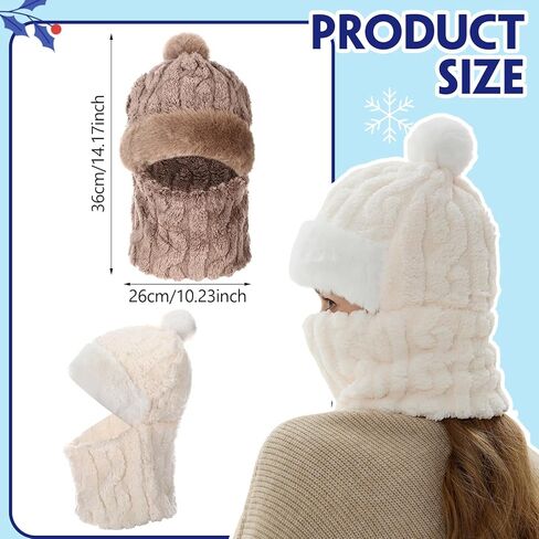 3 Pcs Knitted Mask Scarf Hat for Women Winter Warm Plush Snow Caps Elastic Ski Mask Face Cover Beanie Hat for Adult in Saudi Arabia