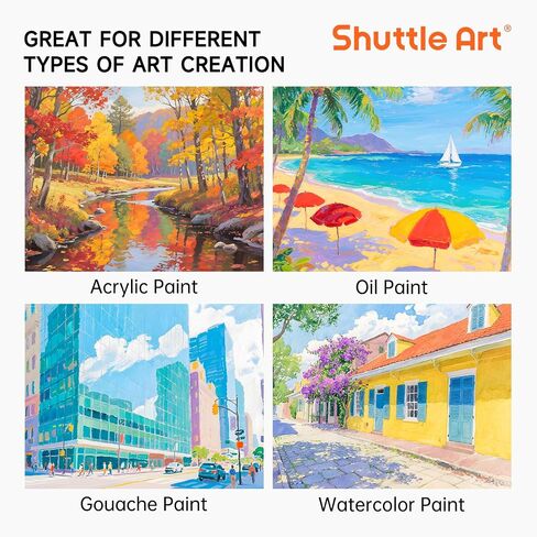 لوحة قماشية للرسم الفني من شاتل، 52 حزمة متعددة، 5 × 5، 6 × 6، 8 × 8، 10 × 10 بوصة (13 قطعة لكل قطعة)، لوحة قماش فنية من القطن بنسبة 100% باللون الأبيض، قماش فارغ للأطفال البالغين للرسم الزيتي الأكريليك in Saudi Arabia