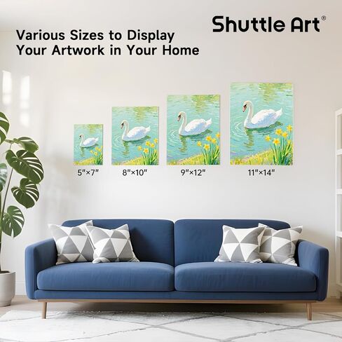 لوحة قماشية للرسم الفني من شاتل، 52 حزمة متعددة، 5 × 5، 6 × 6، 8 × 8، 10 × 10 بوصة (13 قطعة لكل قطعة)، لوحة قماش فنية من القطن بنسبة 100% باللون الأبيض، قماش فارغ للأطفال البالغين للرسم الزيتي الأكريليك in Saudi Arabia