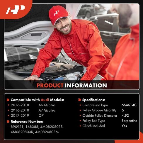 A-Premium Air Conditioner AC Compressor with Clutch Compatible with Q7 3.0L 2017-2019, A6 Quattro 3.0L 2016-2018, A7 Quattro 3.0L 2016-2018 in Saudi Arabia