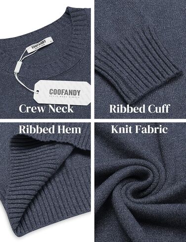 COOFANDY Mens Knit Dress Sweater Crewneck Long Sleeves Slim Fit Sweaters Business Casual Ribbing Pullover Tops in Kuwait