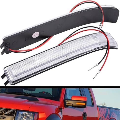 NJSBYL LED مرآة جانبية مصابيح إشارة الانعطاف لـ 2009-2014 Ford F150، F150 SVT-Raptor، Lincoln Mark LT عدسة شفافة كهرمان LED مرايا سحب تتحول إلى اليسار واليمين مجموعات إضاءة الوامضة OEM # 9L3Z17E749AA in Kuwait