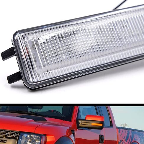 NJSBYL LED مرآة جانبية مصابيح إشارة الانعطاف لـ 2009-2014 Ford F150، F150 SVT-Raptor، Lincoln Mark LT عدسة شفافة كهرمان LED مرايا سحب تتحول إلى اليسار واليمين مجموعات إضاءة الوامضة OEM # 9L3Z17E749AA in Kuwait