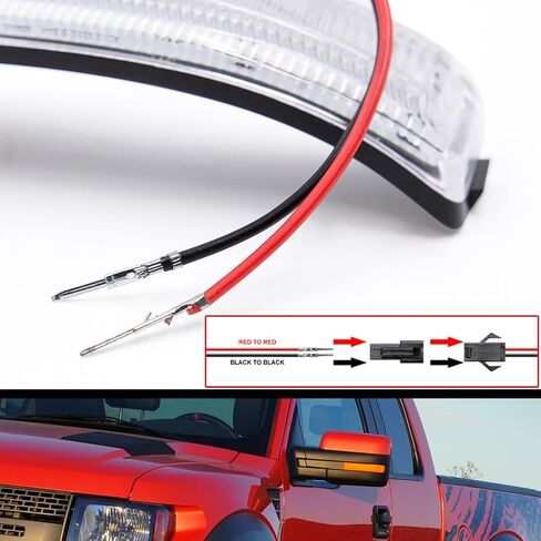 NJSBYL LED مرآة جانبية مصابيح إشارة الانعطاف لـ 2009-2014 Ford F150، F150 SVT-Raptor، Lincoln Mark LT عدسة شفافة كهرمان LED مرايا سحب تتحول إلى اليسار واليمين مجموعات إضاءة الوامضة OEM # 9L3Z17E749AA in Kuwait