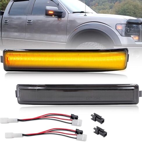NJSBYL LED مرآة جانبية مصابيح إشارة الانعطاف لـ 2009-2014 Ford F150، F150 SVT-Raptor، Lincoln Mark LT عدسة شفافة كهرمان LED مرايا سحب تتحول إلى اليسار واليمين مجموعات إضاءة الوامضة OEM # 9L3Z17E749AA in Kuwait