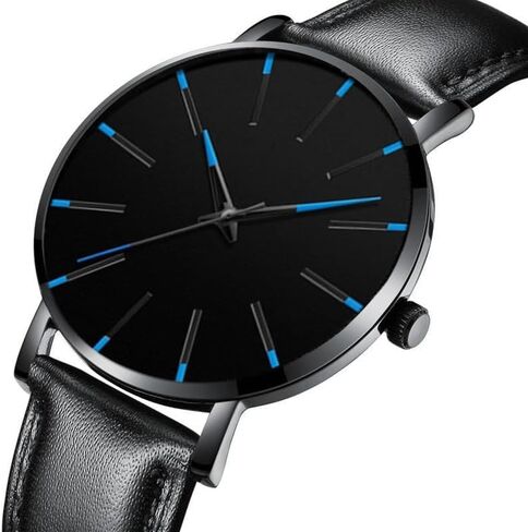 Alinker Mens Watches, Chronograph Analog Quartz Movement Dress Watch Casual Leather Band Date Watches for Men Roman Numerals Classic Business Wrist Watch in Kuwait