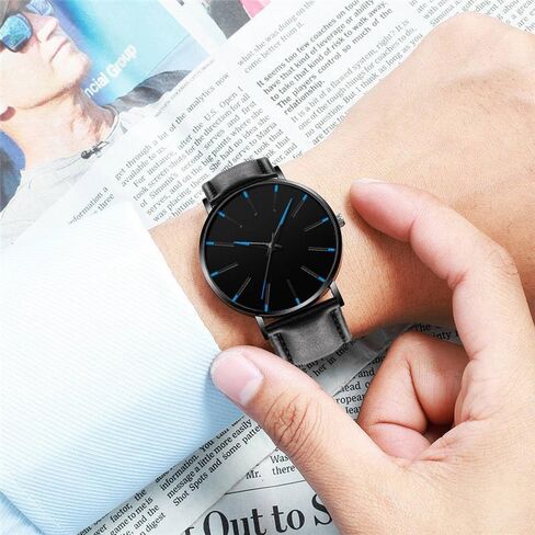 Alinker Mens Watches, Chronograph Analog Quartz Movement Dress Watch Casual Leather Band Date Watches for Men Roman Numerals Classic Business Wrist Watch in Kuwait