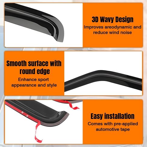 Tape on Window Visor Deflectors, Compatible with 1995-2005 GMC Jimmy Chevrolet Blazer 1996-2001 Oldsmobile Bravada 1998-2001 GMC Envoy, Acrylic Smoke Slim Style Window Rain Guards, Side Vent in Saudi Arabia
