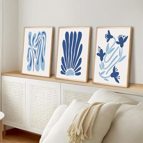 الأزرق الساحلي المرجاني جدار الفن مجموعة من 3 البحرية الأزرق المحيط المرجان جدار ديكور مجردة الشاطئ المرجان قماش المشارك يطبع صور لغرفة النوم غرفة المعيشة النوم مؤطرة 12x16 بوصة in Kuwait
