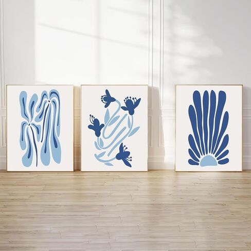 الأزرق الساحلي المرجاني جدار الفن مجموعة من 3 البحرية الأزرق المحيط المرجان جدار ديكور مجردة الشاطئ المرجان قماش المشارك يطبع صور لغرفة النوم غرفة المعيشة النوم مؤطرة 12x16 بوصة in Kuwait
