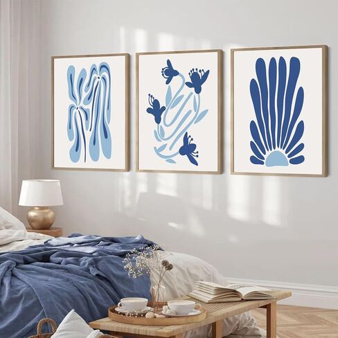 الأزرق الساحلي المرجاني جدار الفن مجموعة من 3 البحرية الأزرق المحيط المرجان جدار ديكور مجردة الشاطئ المرجان قماش المشارك يطبع صور لغرفة النوم غرفة المعيشة النوم مؤطرة 12x16 بوصة in Kuwait