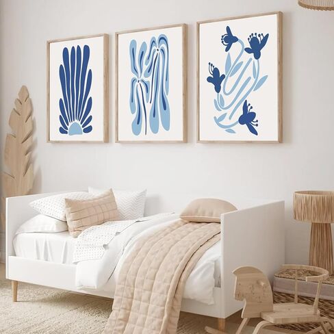 الأزرق الساحلي المرجاني جدار الفن مجموعة من 3 البحرية الأزرق المحيط المرجان جدار ديكور مجردة الشاطئ المرجان قماش المشارك يطبع صور لغرفة النوم غرفة المعيشة النوم مؤطرة 12x16 بوصة in Kuwait