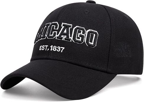 CORIRESHA Unisex Causal Chicago Hat Adjustable Cotton Outdoor Dad Embroidery Baseball Cap in Kuwait