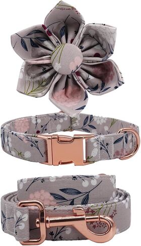 Girl Dog Collar, Floral Dog Collar, Pink Dog Collar, Girl Dog Collars, Floral Dog Collars, Pink Dog Collars with Matching Leash and Flower (L) in Saudi Arabia